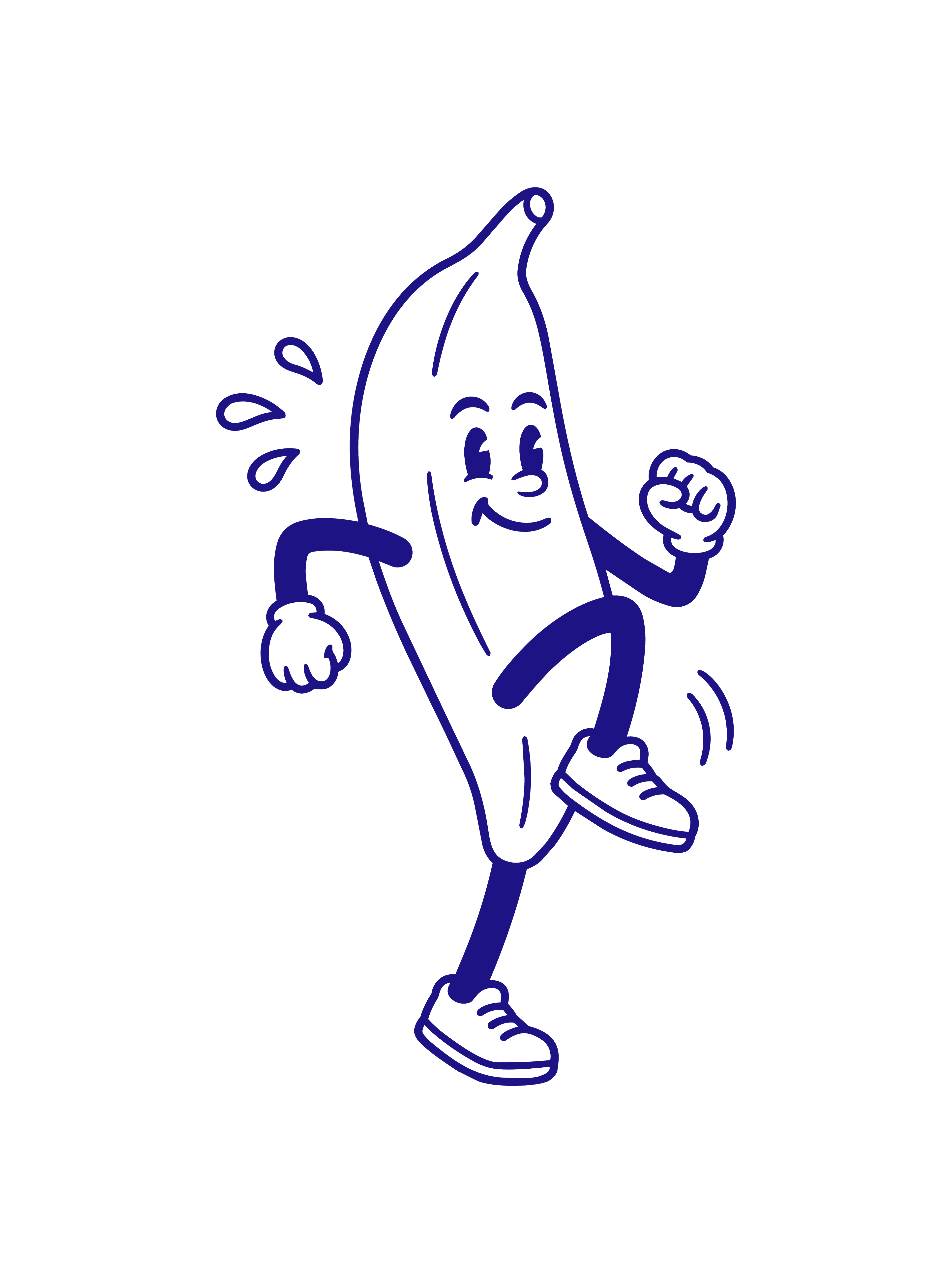 Banane in Laufpose